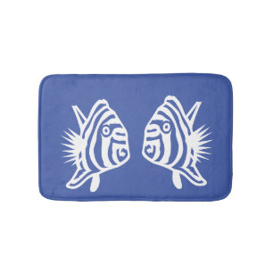 Tapete De Banheiro Peixe anjo Suave Decoração costeira azul e branc