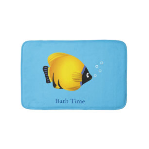 Tapete De Banheiro Peixe Dourado com Azul