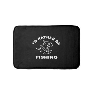 Tapete De Banheiro Peixe e Logotipo de Pesca Engraçados