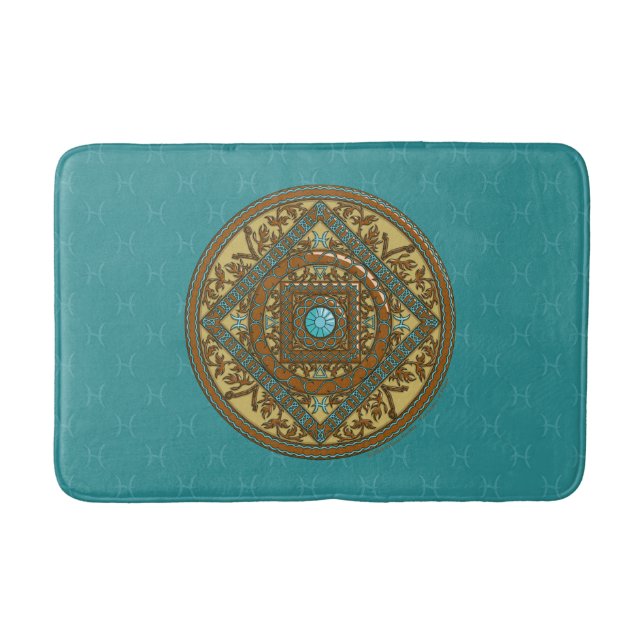 Tapete De Banheiro Peixes Mandala Bath Mat (Frente)
