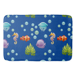 Tapete De Banheiro Peixes Tropicais Submarinos Grande Banheira