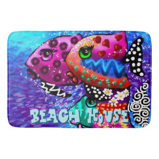 Tapete De Banheiro Peixes Whimsical Trio Colorido Personalizado Náuti