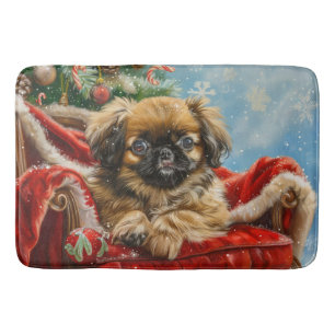 Tapete De Banheiro Pekingese Cachorro Natal Festivo