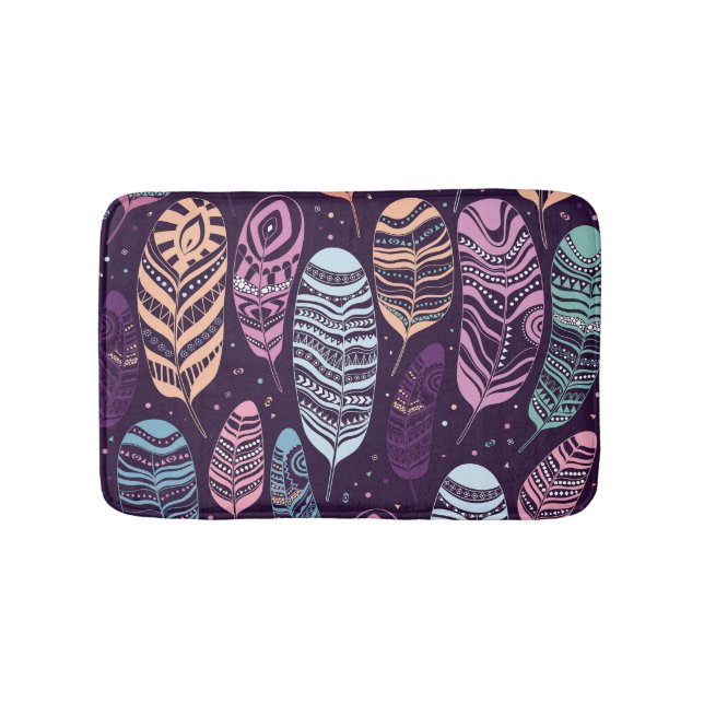 Tapete De Banheiro Penas étnicas: padrão preto e branco (frente)