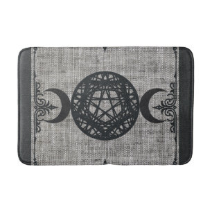Tapete De Banheiro Pentagrama da Lua Mágica Negra Vintage Wiccan