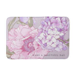 Tapete De Banheiro Peônia Hortênsia Floral Moderna Roxa Rosa