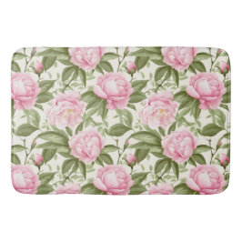 Tapete De Banheiro Peônias Rosa