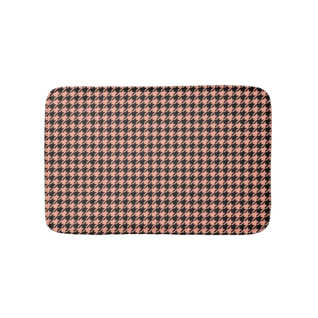 Tapete De Banheiro Pepita Clássica Houndstooth Peach Preto (frente)