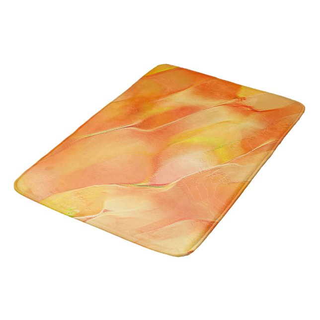 Tapete De Banheiro Pequeno esculpido em amarelo e muito laranja (Angulado)