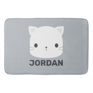 Tapete De Banheiro Pequeno Gato Bonito com Nome Personalizado