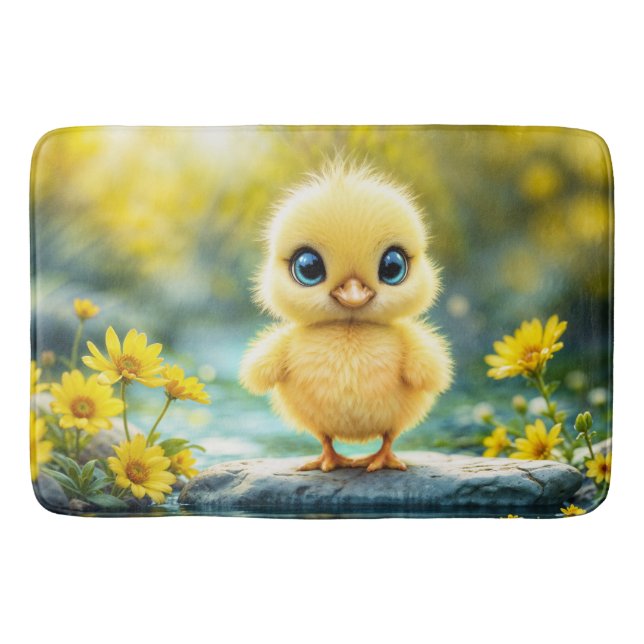 Tapete De Banheiro Pequeno pintinho amarelo sonho ouro luz natureza (Frente)