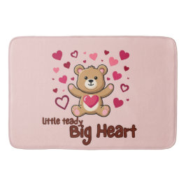 Tapete De Banheiro "Pequeno Teddy Grande Coração" Urso Fofo Banho Ros