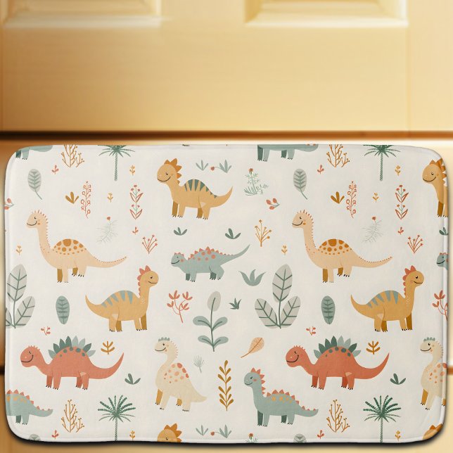 Tapete De Banheiro Pequenos Dinossauros Beige Toneladas Neutrais (Criador carregado)