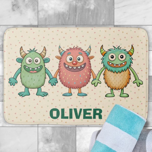 Tapete De Banheiro Pequenos Monstros Doces Personalizados (Criador carregado)