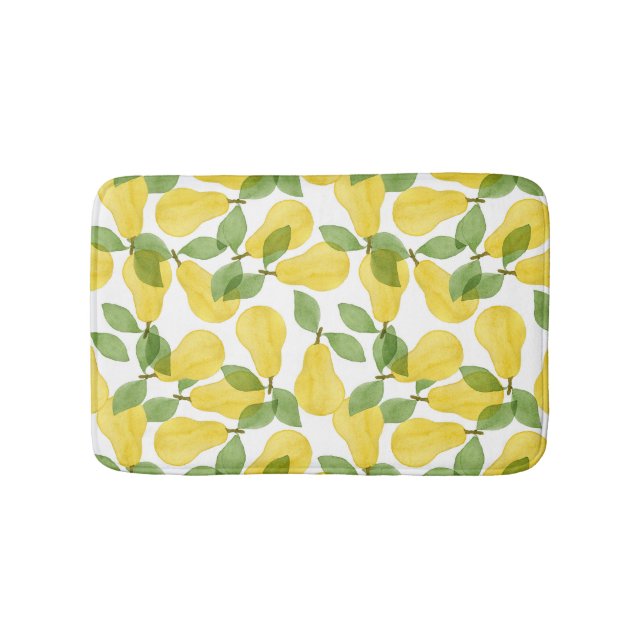 Tapete De Banheiro Peras de Aquarela: Padrão Pintado À Mão (frente)