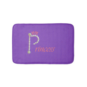 Tapete De Banheiro Pérolas e Miçangas Púrpuras Rosa, Princesa com