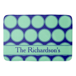 Tapete De Banheiro Personalizado Azul Marinho e Verde Menta com Ponto