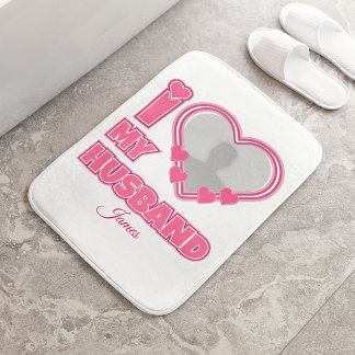 Tapete De Banheiro Personalizado Eu Amo Meu Marido – Adicionar Foto e