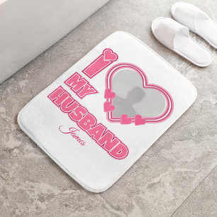 Tapete De Banheiro Personalizado Eu Amo Meu Marido - Adicionar Fotogr
