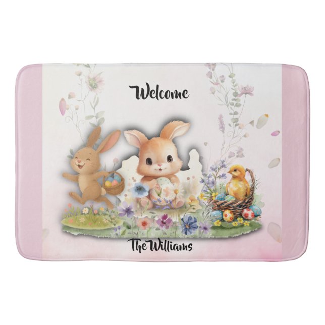 Tapete De Banheiro Personalized Easter Bunny Bath Mat (Frente)