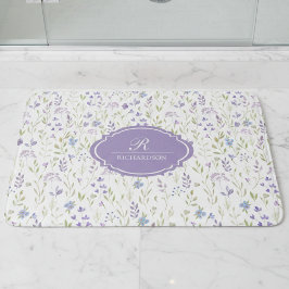 Tapete De Banheiro Personalized Purple Floral Monogram