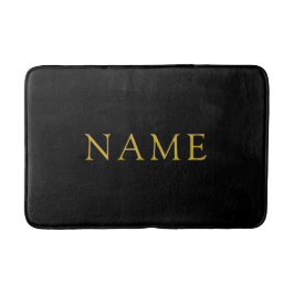 Tapete De Banheiro Personalized Solid Black Bath Mat with Custom Name