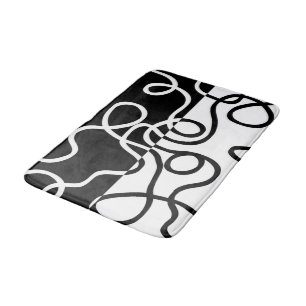 Tapete De Banheiro Persuasão linear I: Abstrato preto e branco