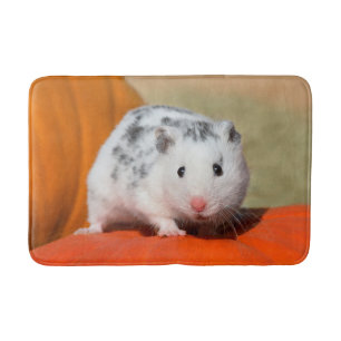 Tapete De Banheiro Pet Negro Branco De Hamster Sírio Bonito Sentado