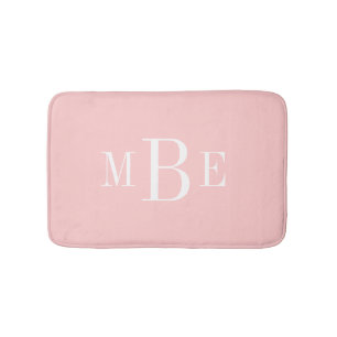 Tapete De Banheiro Pétala Rosa e Branco Clássico Monograma de 3 Letra