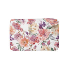 Tapete De Banheiro Pétalas de Pêssego Flores de Aquarela Botânica Flo
