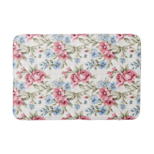 Tapete De Banheiro Petunias rosa e margaridas azuis