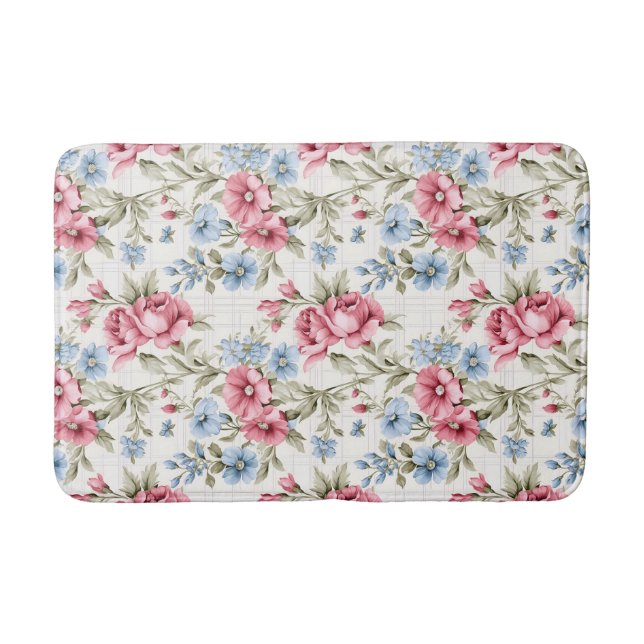 Tapete De Banheiro Petunias rosa e margaridas azuis (Frente)