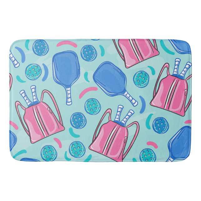 Tapete De Banheiro Pickleball Paddles Azul (Frente)
