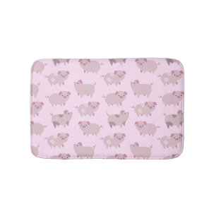Tapete De Banheiro Piglets Bebês Cor-de-Rosa Cor-de-Corte e Pontos