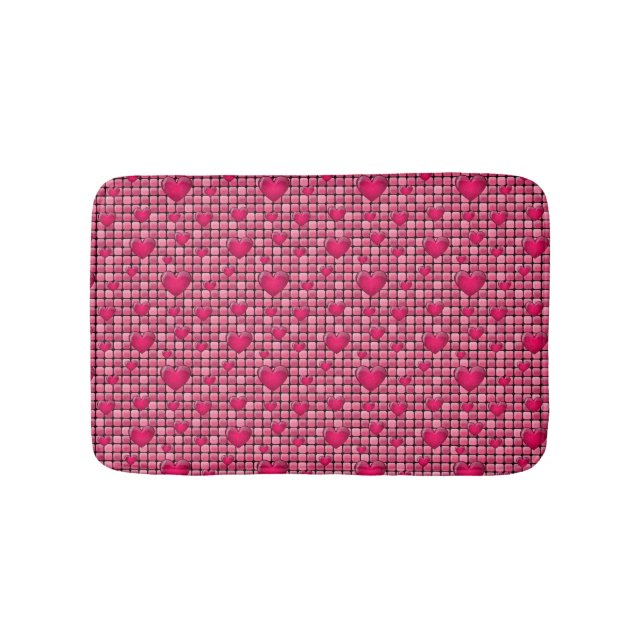 Tapete De Banheiro Pilha cor-de-rosa com corações (frente)