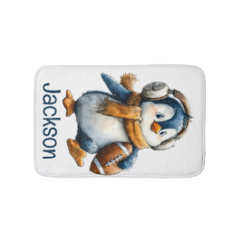 Tapete De Banheiro Pinguim de Futebol de Inverno Personalizado para C