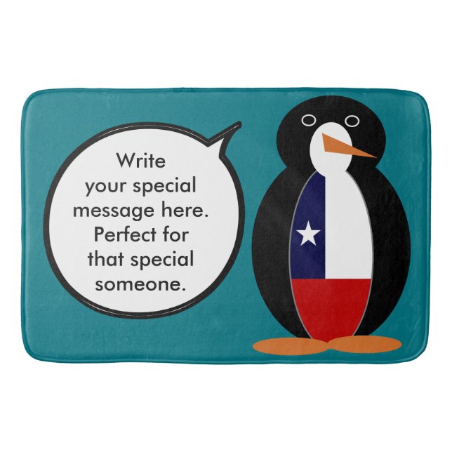 Tapete De Banheiro Pinguim Senhora Chilena Personalizada (Frente)