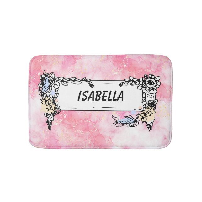 Tapete De Banheiro Pink Boho minimalist Ephemera ornament (frente)