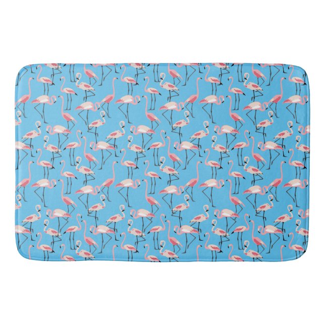 Tapete De Banheiro Pink Flamingo Pattern on Blue (Frente)
