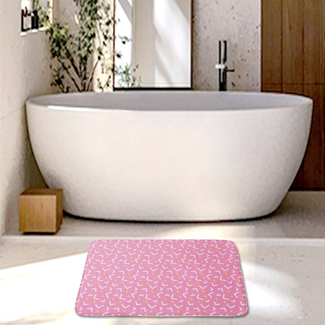 Tapete De Banheiro Pink Memphis Pattern Bath Mat (Criador carregado)