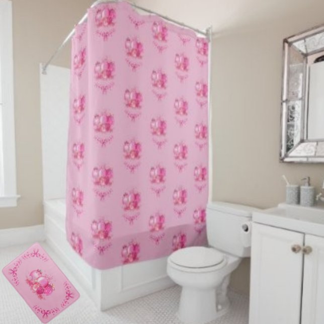 Tapete De Banheiro Pink Ornament Cluster Mat Holiday Bow Accent  (Criador carregado)