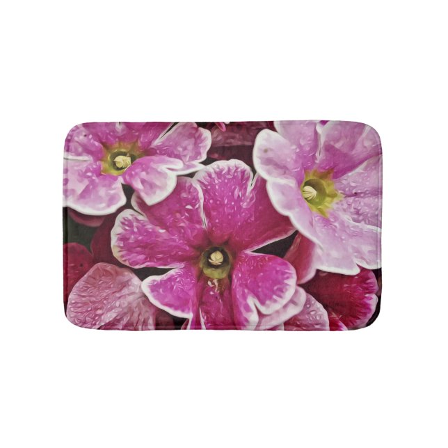 Tapete De Banheiro Pink Primrose Flores Bath Mat Rug (frente)
