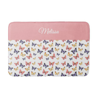 Tapete De Banheiro Pink Purple Butterflies Monogram Name