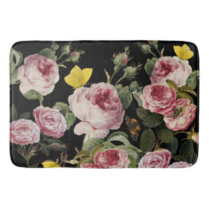 Tapete De Banheiro PINK ROSES E MANTEIRAS AMARELAS Pretas
