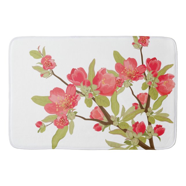 Tapete De Banheiro Pink Tree Blossoms Bath Mat (Frente)