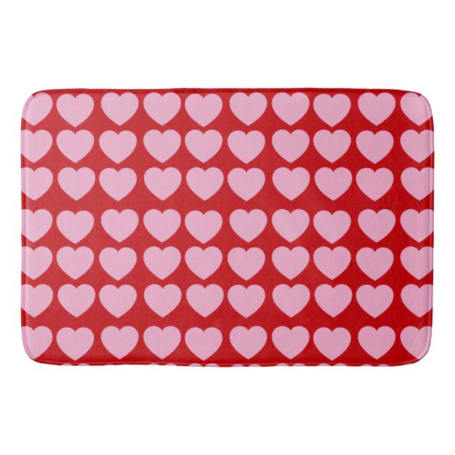 Tapete De Banheiro Pink Valentines Hearts on Red (Frente)