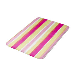 Tapete De Banheiro Pink White Yellow Summer Stripes