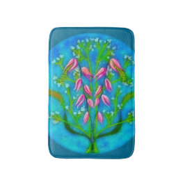 Tapete De Banheiro Pintura Acrílica de Flores de Praia