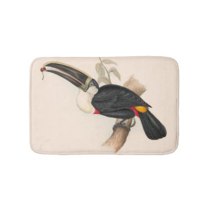 Tapete De Banheiro Pintura Antiquada de Pássaros Toucanos
