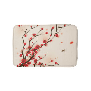 Tapete De Banheiro Pintura asiática do estilo, flor da ameixa no